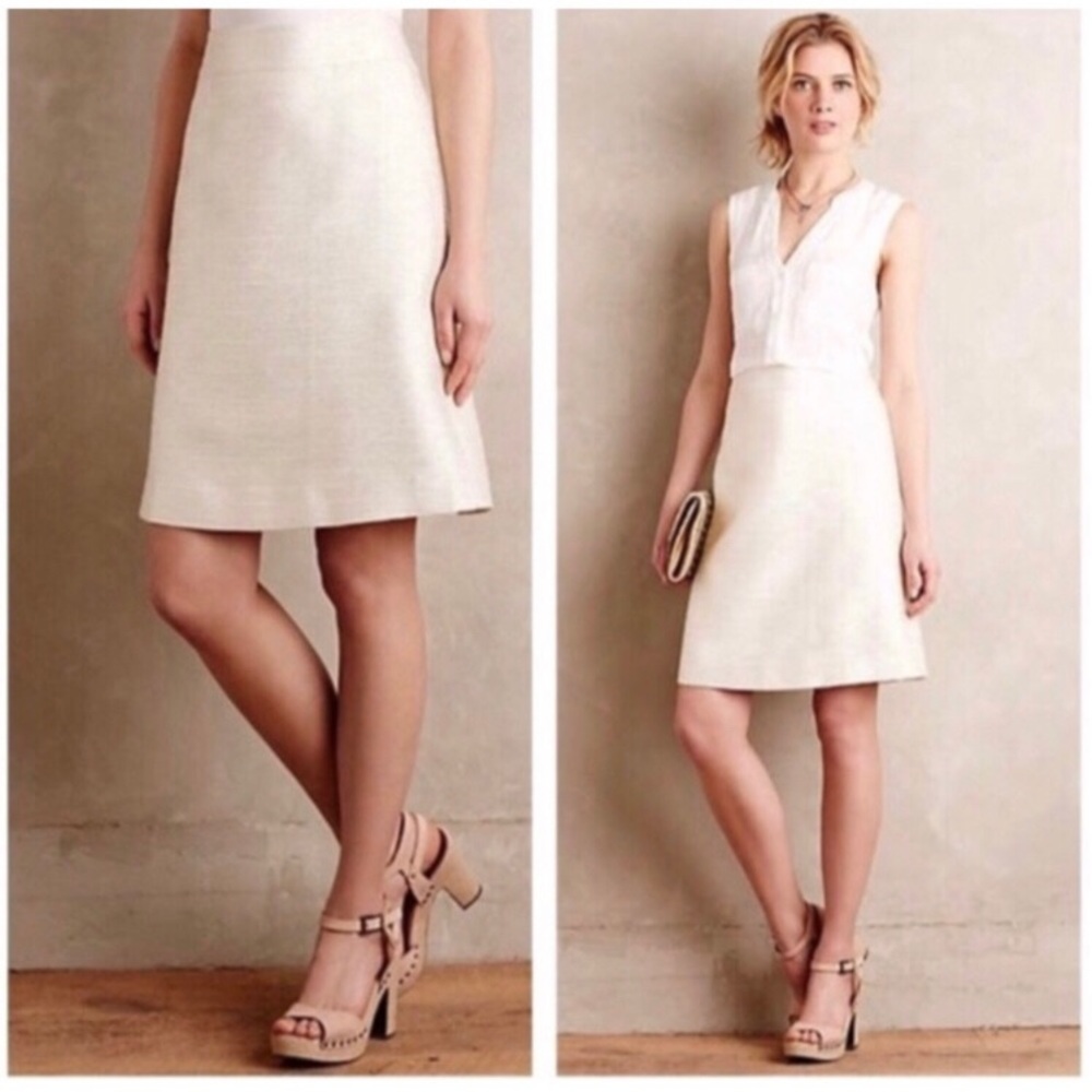 Skirt Paper Crown Anthropologie Ivory and Gold Cressida Skirt size 4